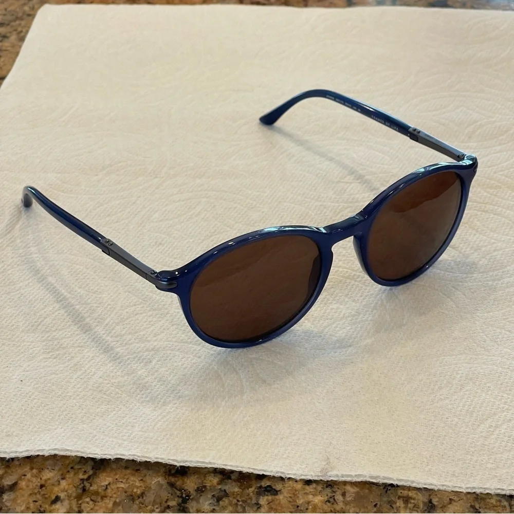 Giorgio Armani blue round sunglasses with metal trim men’s